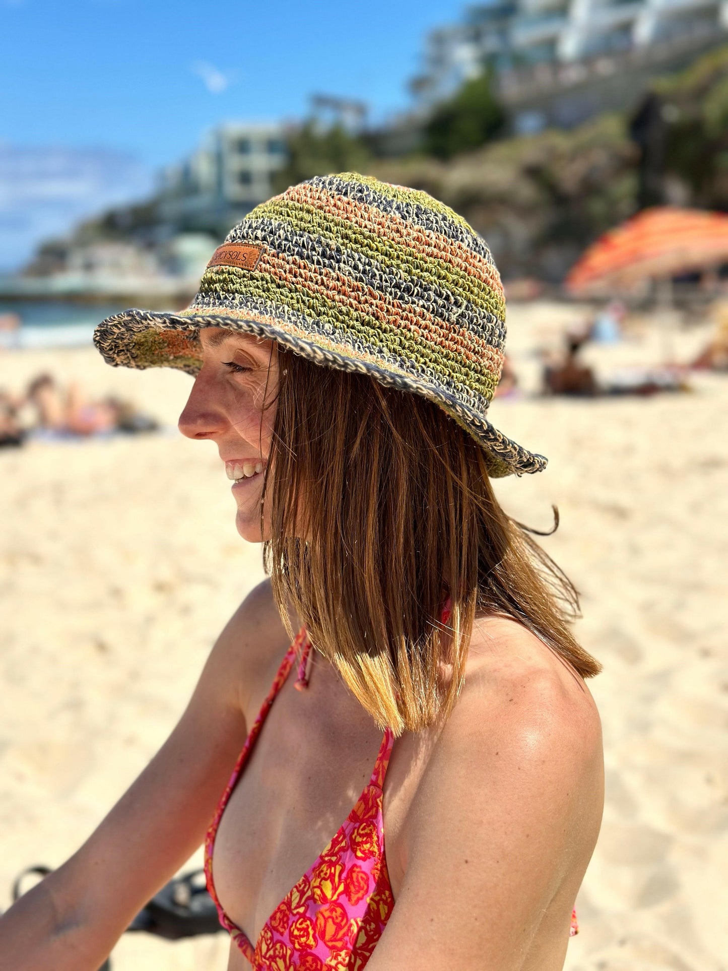 Hemp Hat - Pink/Purple Stripe.