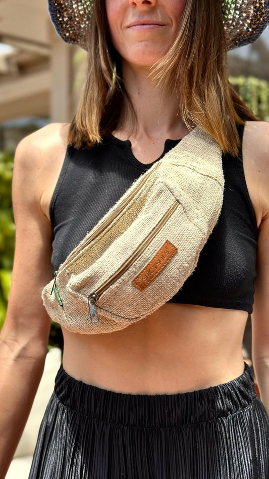 Hemp Bum Bag - Beige.