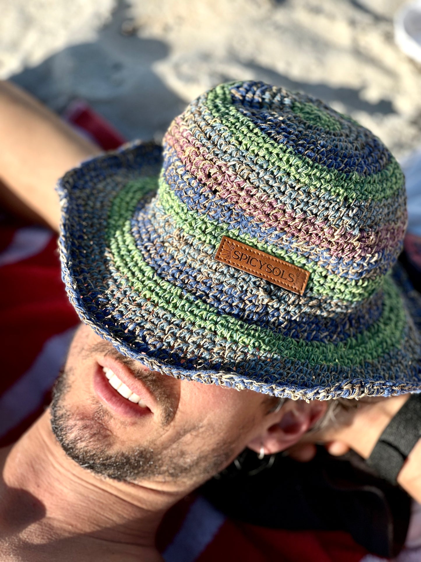 Hemp Hat - Green/Blue/Purple Stripe.
