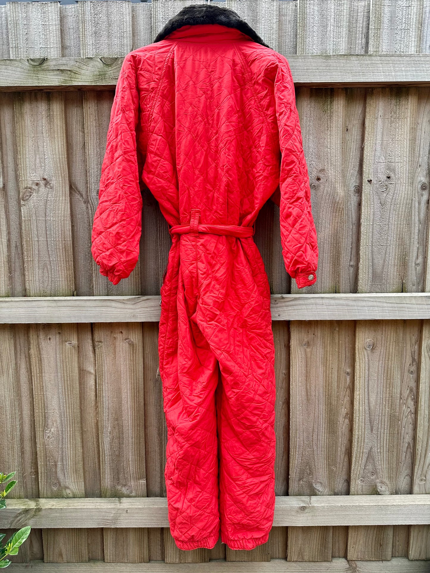 Red Quilted Puffer Vintage Snow Suit.