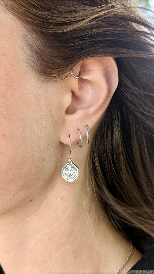 Yin Yang Dangle Earrings - Oxidised.