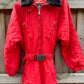 Red Quilted Puffer Vintage Snow Suit.