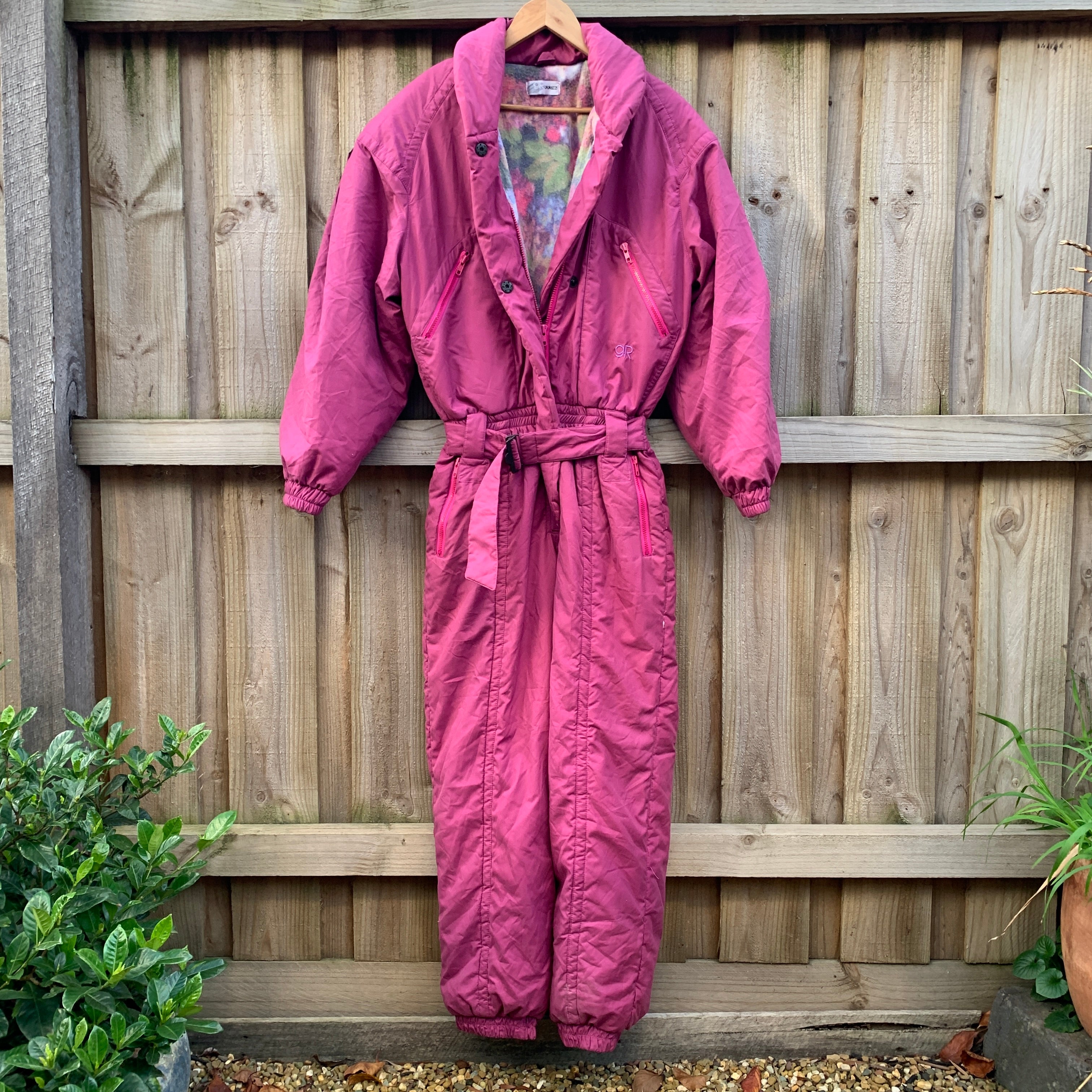 Pink Vintage Snow Suit with Floral Fleece Lining | SPICYSOLS – Spicysols