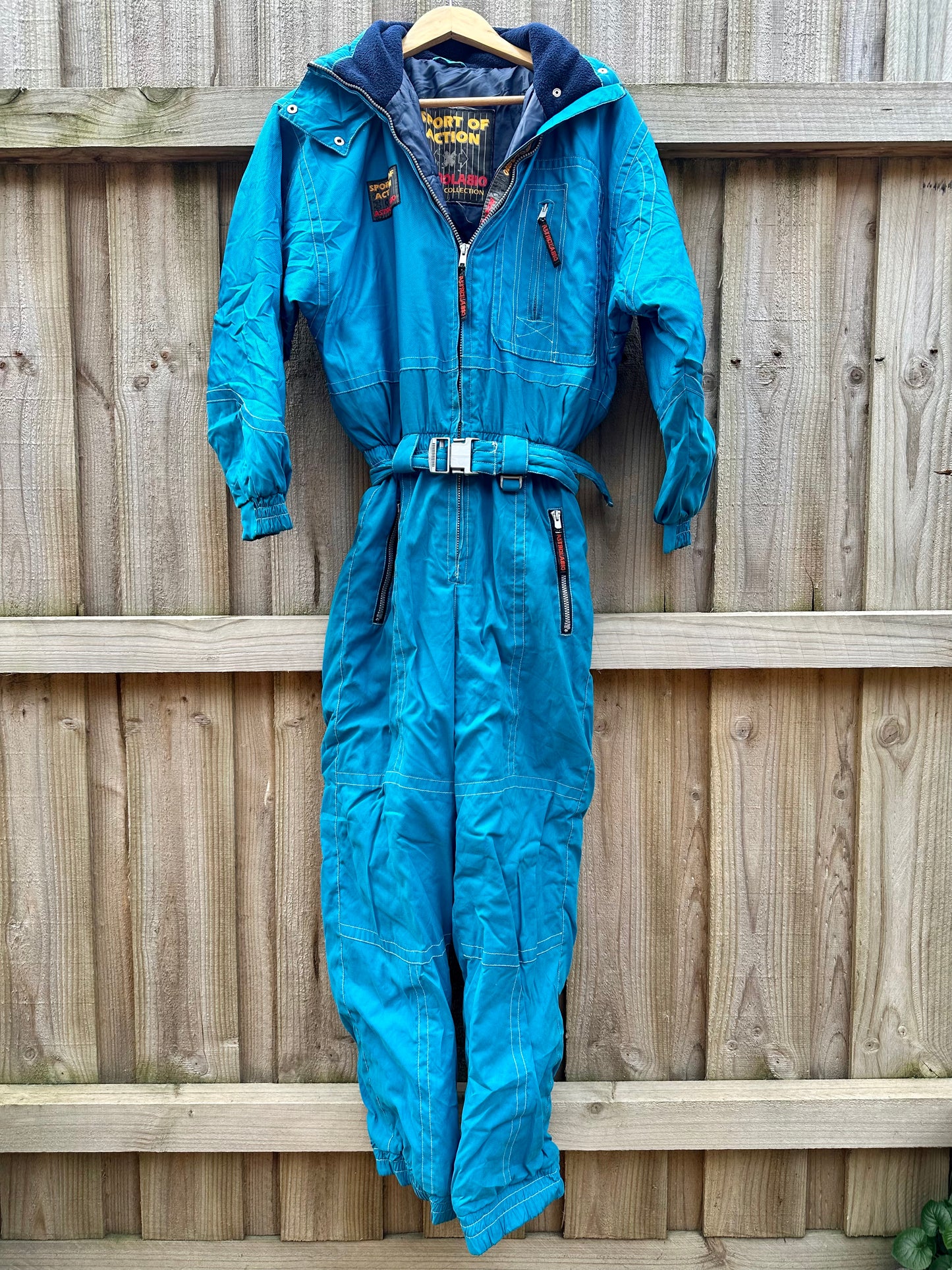 Blue Contrast Stitch Retro Snow Suit