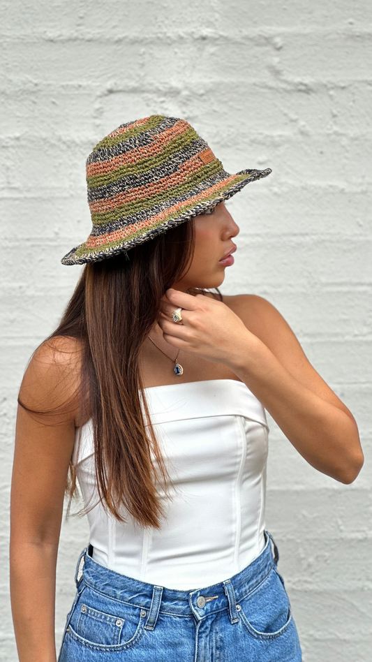 Hemp Hat - Pink/Purple Stripe.