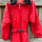 Red Quilted Puffer Vintage Snow Suit.