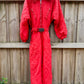 Red Quilted Puffer Vintage Snow Suit.