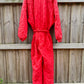 Red Quilted Puffer Vintage Snow Suit.