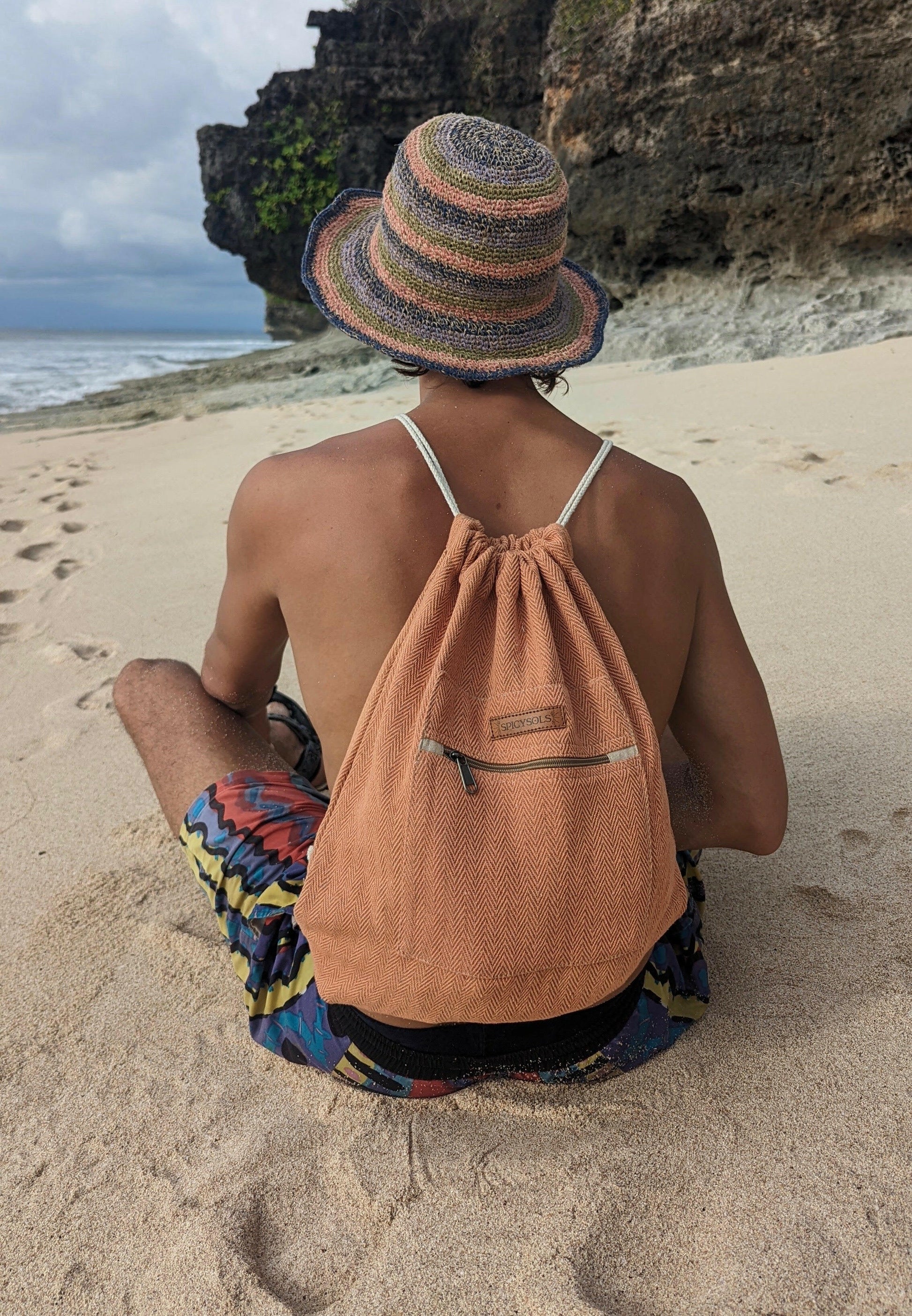 Drawstring Bag - Terracotta.